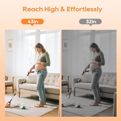 Juego de 2 Agarradores Extensibles de 43 con Mandíbulas Rotativas de 360°, Punta Magnética y Mango Ergonómico – Ideal para Personas Mayores y - imagen 2