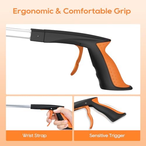 Juego de 2 Agarradores Extensibles de 43 con Mandíbulas Rotativas de 360°, Punta Magnética y Mango Ergonómico – Ideal para Personas Mayores y - imagen 3