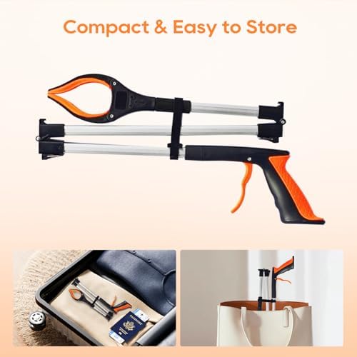 Juego de 2 Agarradores Extensibles de 43 con Mandíbulas Rotativas de 360°, Punta Magnética y Mango Ergonómico – Ideal para Personas Mayores y - imagen 6