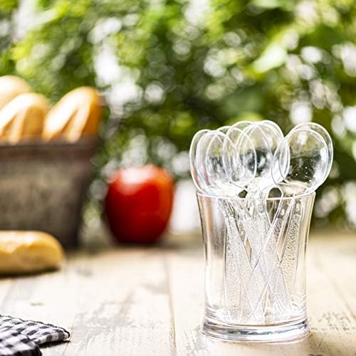 Cucharas de Plástico Transparentes GUSTO de Uso Rudo [300 Piezas] Desechables y Sin BPA con Diseño Grabado para Fiestas, Catering y Uso Diario - imagen 6