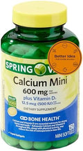 Suplemento de Calcio Spring Calcium Plus con Vitamina D3 150 Mini Softgels | Calcio 600 mg | Fácil de Tragar + Sticker Mejor Idea y Guía Completa - imagen 1