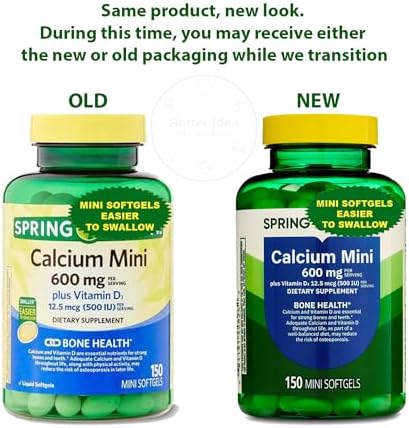 Suplemento de Calcio Spring Calcium Plus con Vitamina D3 150 Mini Softgels | Calcio 600 mg | Fácil de Tragar + Sticker Mejor Idea y Guía Completa - imagen 2