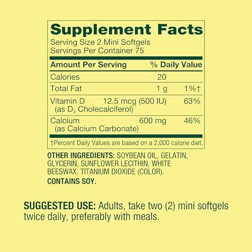 Suplemento de Calcio Spring Calcium Plus con Vitamina D3 150 Mini Softgels | Calcio 600 mg | Fácil de Tragar + Sticker Mejor Idea y Guía Completa - imagen 5