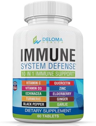 Suplemento Deloma Health 10 en 1 para el Sistema Inmunológico - Vitamina C (1000 mg), Quercetina, Vitamina D3 (5000 UI), Zinc (40 mg), Saúco, - imagen 1