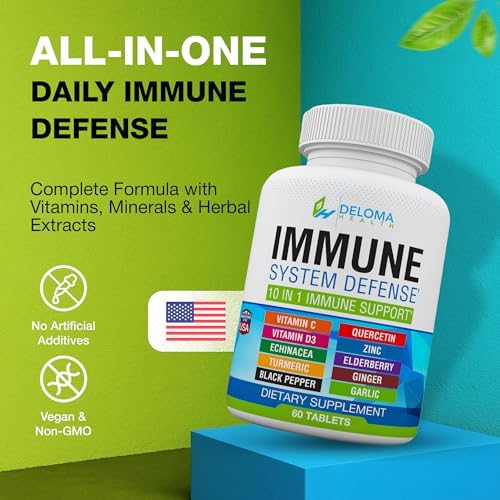 Suplemento Deloma Health 10 en 1 para el Sistema Inmunológico - Vitamina C (1000 mg), Quercetina, Vitamina D3 (5000 UI), Zinc (40 mg), Saúco, - imagen 2