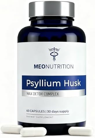 Cápsulas de Psyllium Husk Meo Nutrition 1520mg - Complejo Max Detox con Probióticos, Hierbas y Fibra para la Salud Digestiva - 60 Cápsulas Veganas, - imagen 1