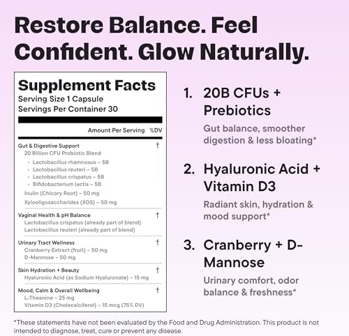 VitalForm Probiotico para Mujeres 20 Mil Millones CFU – Soporte Diario 5 en 1 para Salud Digestiva, Vaginal y Urinaria – con Arándano, D-Mannosa, - imagen 3