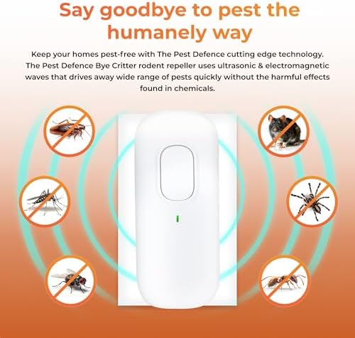 Repelente Ultrasónico de Plagas Pest Defence, Bye Critter – Repelente de Ratones, Arañas, Roedores, Cucarachas y Hormigas – Ecológico y Sin Químicos - imagen 2