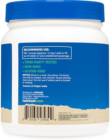Nutricost Polvo de Amla Orgánico 1 Libra (Sin Sabor) - 1 gramo por Porción, Vegano, Sin OGM - imagen 4
