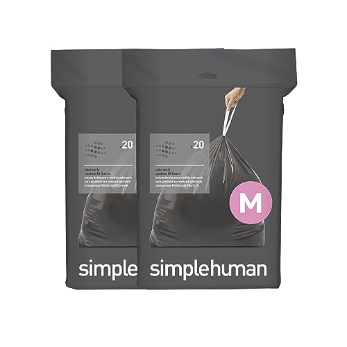 Bolsas de basura simplehuman Code M de 40 piezas, con absorción de olores, ajuste personalizado, 45 litros / 12 galones, en paquetes dispensadores - imagen 2