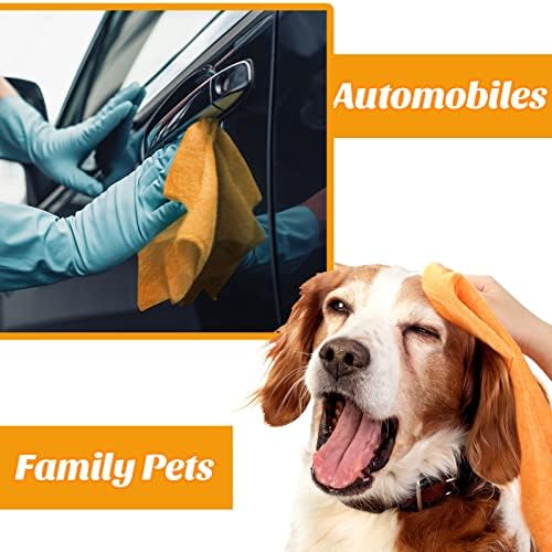 Paquete de 10 Toallas de Microfibra SEEWEY, Absorbentes y Reutilizables, Toallas Naranjas para Secado de Autos, Lavables a Máquina, Multiusos, - imagen 5