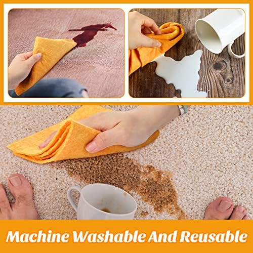 Paquete de 10 Toallas de Microfibra SEEWEY, Absorbentes y Reutilizables, Toallas Naranjas para Secado de Autos, Lavables a Máquina, Multiusos, - imagen 7