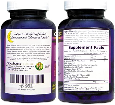 Cápsulas Muscle Ezze PM Plus para la Noche de Doctors Nutra - Uso Nocturno - Sin Gluten - 60 Cápsulas - imagen 4