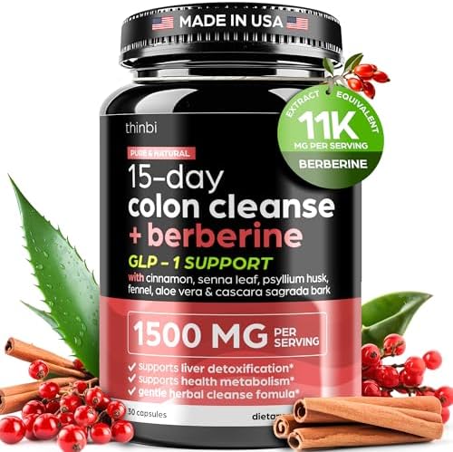 Limpieza Colónica Cetogénica Avanzada con Berberina 1500mg – Detox de 15 Días para Hombres y Mujeres – Fórmula Extra Fuerte con Hoja de Sen para - imagen 1