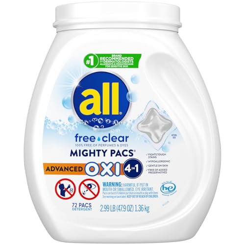 Detergente de Ropa Unit Dose All, Mighty Pacs, Libre y Claro, OXI, 72 Piezas - imagen 2