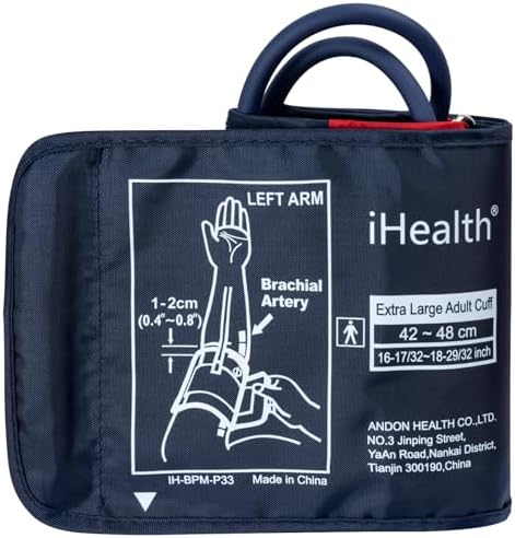 Manga de Repuesto iHealth Extra Grande para Adultos (16.5-18.9, 42-48cm) Compatible con Monitor de Presión Arterial iHealth Track, Solo Manga - imagen 1
