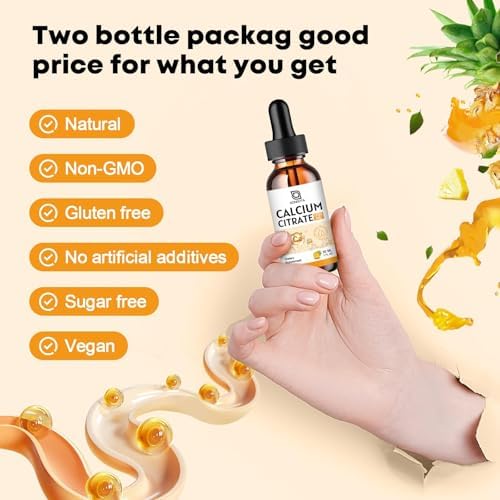 Suplemento de Citrato de Calcio – Citrato de Calcio 1200mg con Gotas de Vitamina D3 | Alta Absorción | No GMO, Sin Gluten | Soporte para Huesos, - imagen 7