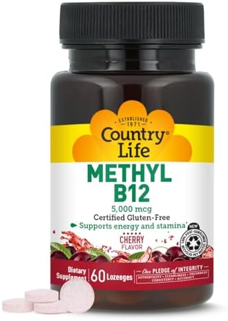 Country Life Methyl B12, Apoya Energía y Resistencia, 5,000mcg, 60 Pastillas, Certificado Sin Gluten, Vegano y No OGM - imagen 1