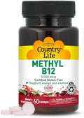 Country Life Methyl B12, Apoya Energía y Resistencia, 5,000mcg, 60 Pastillas, Certificado Sin Gluten, Vegano y No OGM - imagen 1