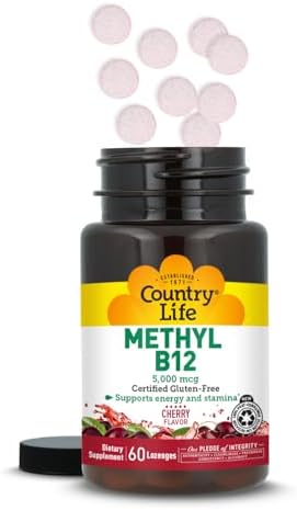 Country Life Methyl B12, Apoya Energía y Resistencia, 5,000mcg, 60 Pastillas, Certificado Sin Gluten, Vegano y No OGM - imagen 2