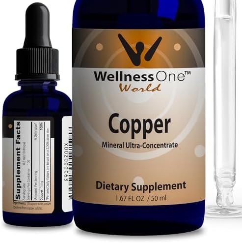 Suplementos de Cobre Líquido WellnessOne - Apoyo a la Salud Ósea e Inmunológica - Gotas de Cobre para Producción de Glóbulos y Formación de Colágeno - imagen 1