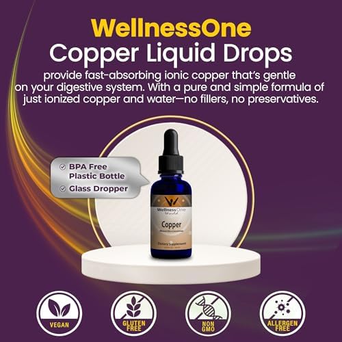 Suplementos de Cobre Líquido WellnessOne - Apoyo a la Salud Ósea e Inmunológica - Gotas de Cobre para Producción de Glóbulos y Formación de Colágeno - imagen 4