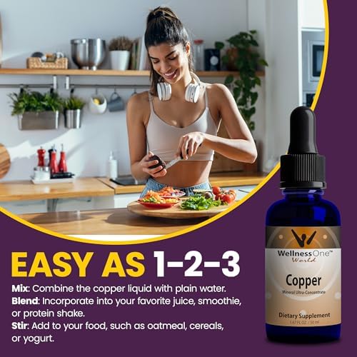 Suplementos de Cobre Líquido WellnessOne - Apoyo a la Salud Ósea e Inmunológica - Gotas de Cobre para Producción de Glóbulos y Formación de Colágeno - imagen 6