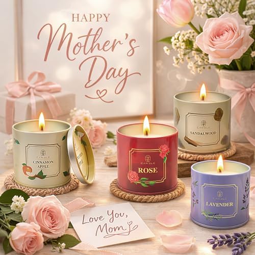 Regalos para el Día de las Madres, Set de 4 Velas Aromáticas de Cera de Soja, Regalos de Cumpleaños para Mujeres, Decoración para Fiestas - imagen 5