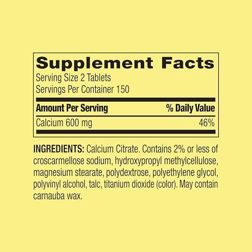 Tabletas de Citrato de Calcio 600 mg - Suplemento Puro de Citrato de Calcio, 300 Contenido - Apoya la Salud Ósea y Bienestar, Alta Absorción - imagen 3