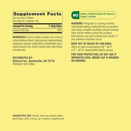 Tabletas de Citrato de Calcio 600 mg - Suplemento Puro de Citrato de Calcio, 300 Contenido - Apoya la Salud Ósea y Bienestar, Alta Absorción - imagen 4