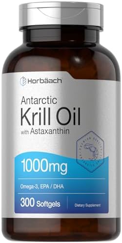 Horbäach Aceite de Krill Antártico 1000mg en Softgels | 300 Cápsulas | Suplemento Omega 3 con Astaxantina, EPA, DHA | Sin OGM, Libre de Gluten - imagen 1