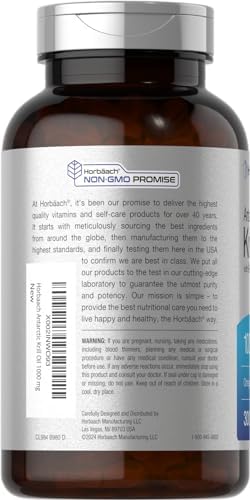 Horbäach Aceite de Krill Antártico 1000mg en Softgels | 300 Cápsulas | Suplemento Omega 3 con Astaxantina, EPA, DHA | Sin OGM, Libre de Gluten - imagen 3