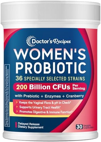 Probióticos para Mujeres Doctor's Recipes, 200B CFUs, 36 Cepas, con Prebióticos, Enzimas y Arándano, Salud Vaginal, Urinaria y Digestiva, 30 Cápsulas - imagen 1