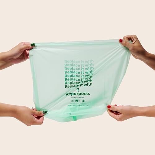 Bolsas de Basura Compostables de 3 Galones Repurpose, Paquete de 100, Certificadas BPI, a Prueba de Fugas, Aprobadas por la FDA, Empaque Reciclable - imagen 7