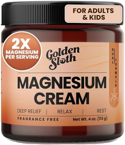 Crema de Magnesio Golden Sloth - Loción Tópica Sin Fragancia - Alta Concentración con 2 Tipos de Magnesio, Hecho en EE. UU., 100% Natural - imagen 1