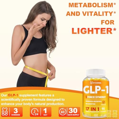 Suplemento GLP-1 para Mujeres, 5 Mezclas de GLP-1 con Probiótico Akkermansia y Berberina, 17 en 1 Gomas Probióticas Eficientes, Energía y Digestión, - imagen 8