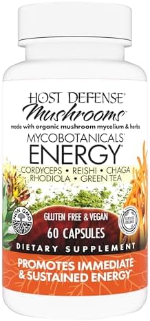 Cápsulas Host Defense MycoBotanicals Energy* - Suplemento de Energía y Respiración - Té Verde Herbal con Cordyceps, Reishi y Chaga - 60 Cápsulas (30 - imagen 1