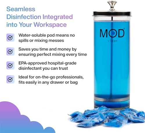 Pods Desinfectantes Mod Clean – Grado Hospitalario, Aprobados por la EPA, Solución Limpiadora Hidrosoluble para Cortadoras, Herramientas de Uñas, - imagen 7
