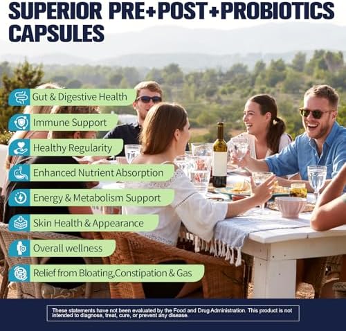 Totaria Probiótico 5 en 1 60 Mil Millones CFU con Prebióticos y Postbióticos para Hombres y Mujeres, Enzimas Digestivas, Salud Digestiva y - imagen 2