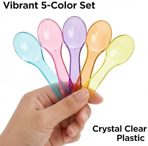 Cucharitas Desechables Hiceeden de 1000 Pzs, Mini Cucharas de 3 Pulgadas para Postres, Fiestas, Bodas y Navidad, 5 Colores - imagen 3