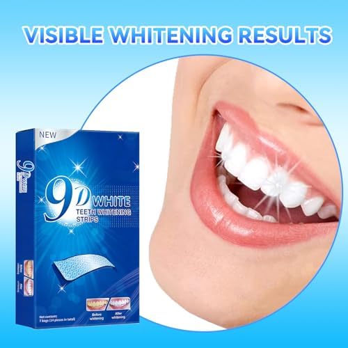 Tiras Blanqueadoras para Dientes Sensibles - Kit Profesional 9D, 14 Tiras Blancas (Tratamiento de 7 Días) para Un Sonrisa Más Brillante, Sabor Menta - imagen 2