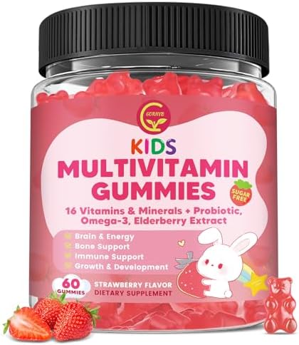 Gomitas Multivitamínicas Methyladas para Niños con Omega 3, 16 Vitaminas, Calcio, Probioticos y Sabor a Saúco, Sin Azúcar, Crecimiento Saludable y - imagen 1