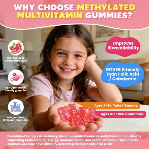Gomitas Multivitamínicas Methyladas para Niños con Omega 3, 16 Vitaminas, Calcio, Probioticos y Sabor a Saúco, Sin Azúcar, Crecimiento Saludable y - imagen 7