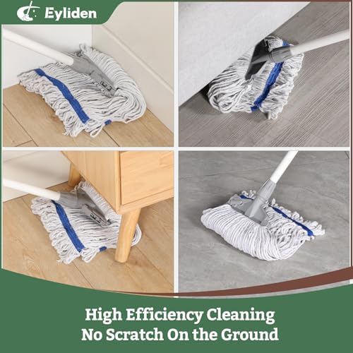 Mopa Húmeda Comercial Eyliden con 2 Cabezas de Algodón, Clips Universales, Mopa de Cuerda Industrial para Limpieza de Pisos en Almacenes, Garajes, - imagen 3