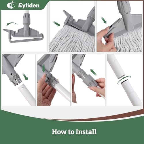 Mopa Húmeda Comercial Eyliden con 2 Cabezas de Algodón, Clips Universales, Mopa de Cuerda Industrial para Limpieza de Pisos en Almacenes, Garajes, - imagen 5