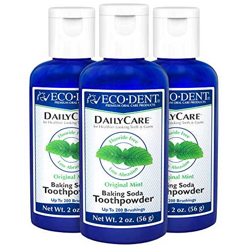 Polvo Dental Eco-Dent DailyCare con Bicarbonato, Menta - Pasta de Dientes Sin Flúor, Sin SLS, 2 Oz Cada Uno (Paquete de 3) - imagen 1