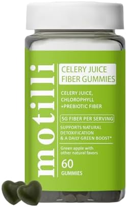 Gomitas de Jugo de Apio JLQJLQ, Suplemento de Fibra con Jugo de Apio, Apoyo a la Salud Digestiva, Clorofila y Fibra Prebiótica, 60 Piezas - imagen 1