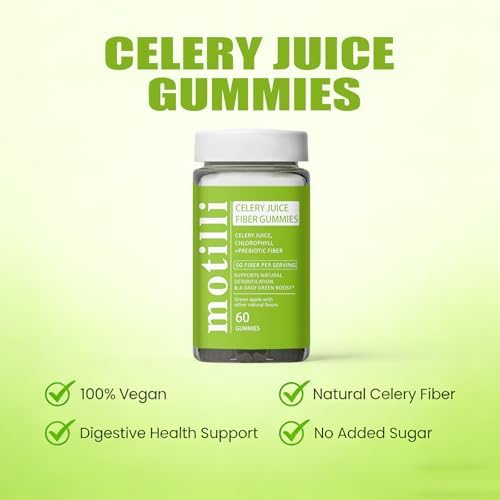 Gomitas de Jugo de Apio JLQJLQ, Suplemento de Fibra con Jugo de Apio, Apoyo a la Salud Digestiva, Clorofila y Fibra Prebiótica, 60 Piezas - imagen 2