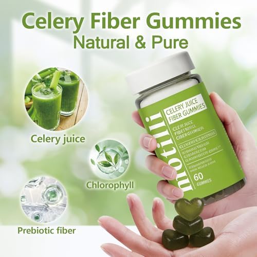 Gomitas de Jugo de Apio JLQJLQ, Suplemento de Fibra con Jugo de Apio, Apoyo a la Salud Digestiva, Clorofila y Fibra Prebiótica, 60 Piezas - imagen 3