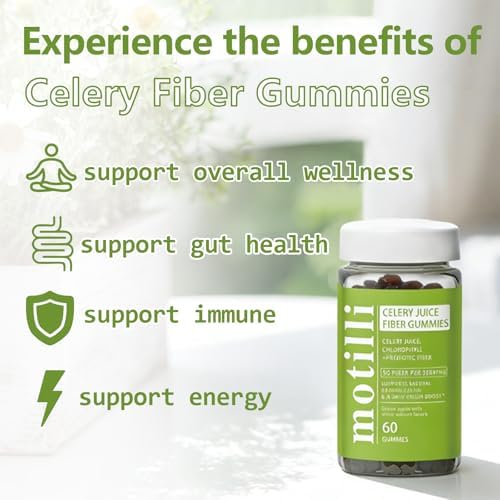 Gomitas de Jugo de Apio JLQJLQ, Suplemento de Fibra con Jugo de Apio, Apoyo a la Salud Digestiva, Clorofila y Fibra Prebiótica, 60 Piezas - imagen 5